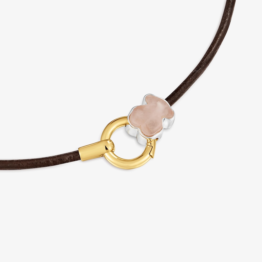 Zweifarbige Halskette mit Quarz und Lederkordel TOUS Gem Power