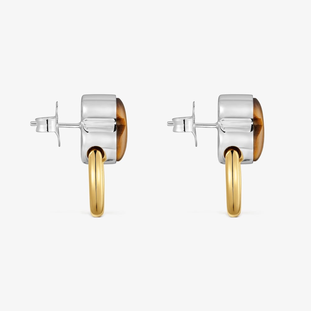 Boucles d&rsquo;oreilles anneaux bicolores avec &oelig;il-de-tigre TOUS Gem Power