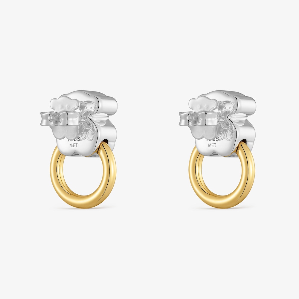 Boucles d&rsquo;oreilles anneaux bicolores avec &oelig;il-de-tigre TOUS Gem Power