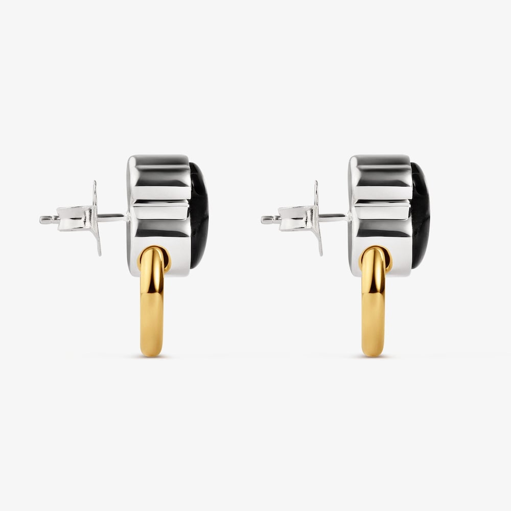 Boucles d&rsquo;oreilles anneaux bicolores avec onyx TOUS Gem Power