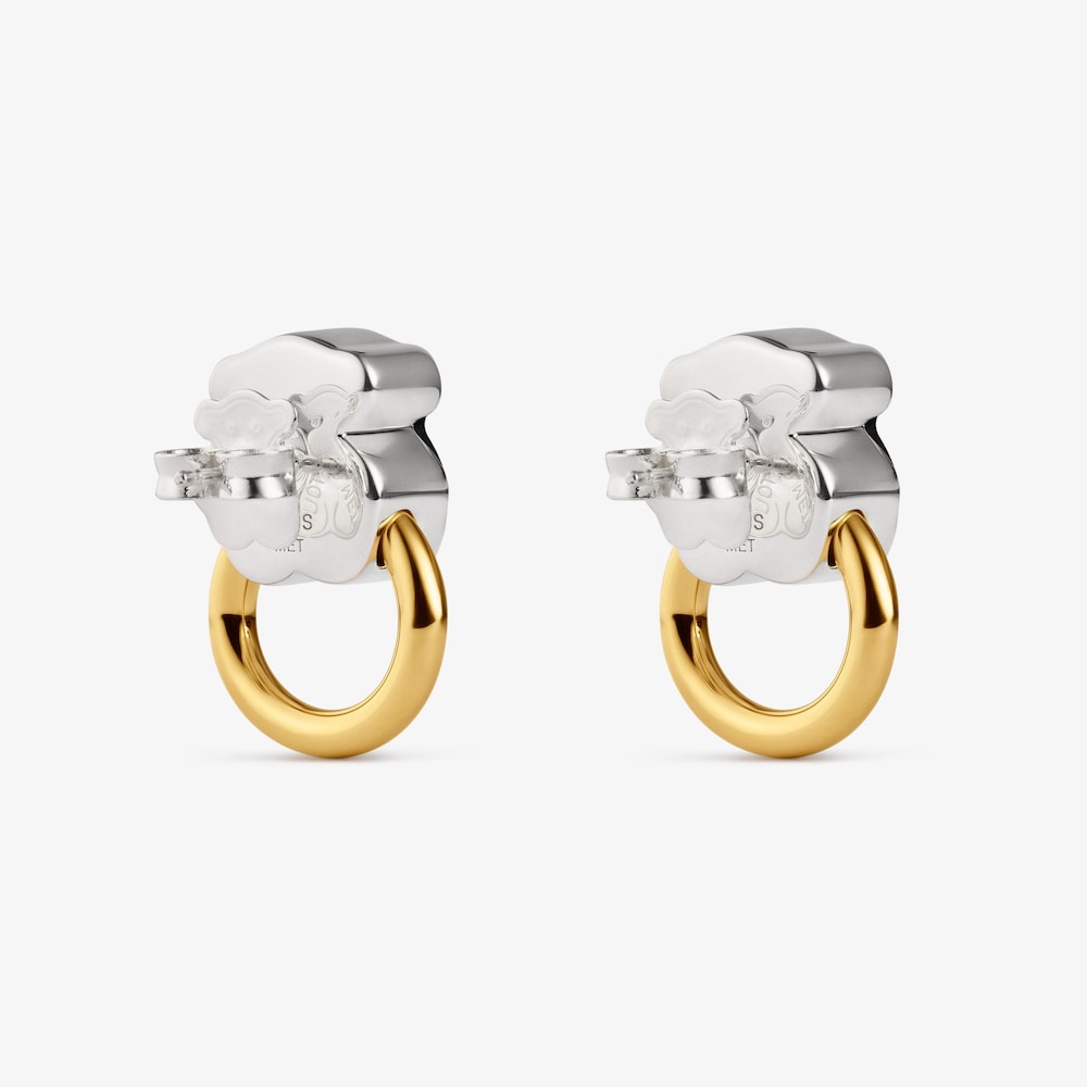 Boucles d&rsquo;oreilles anneaux bicolores avec onyx TOUS Gem Power