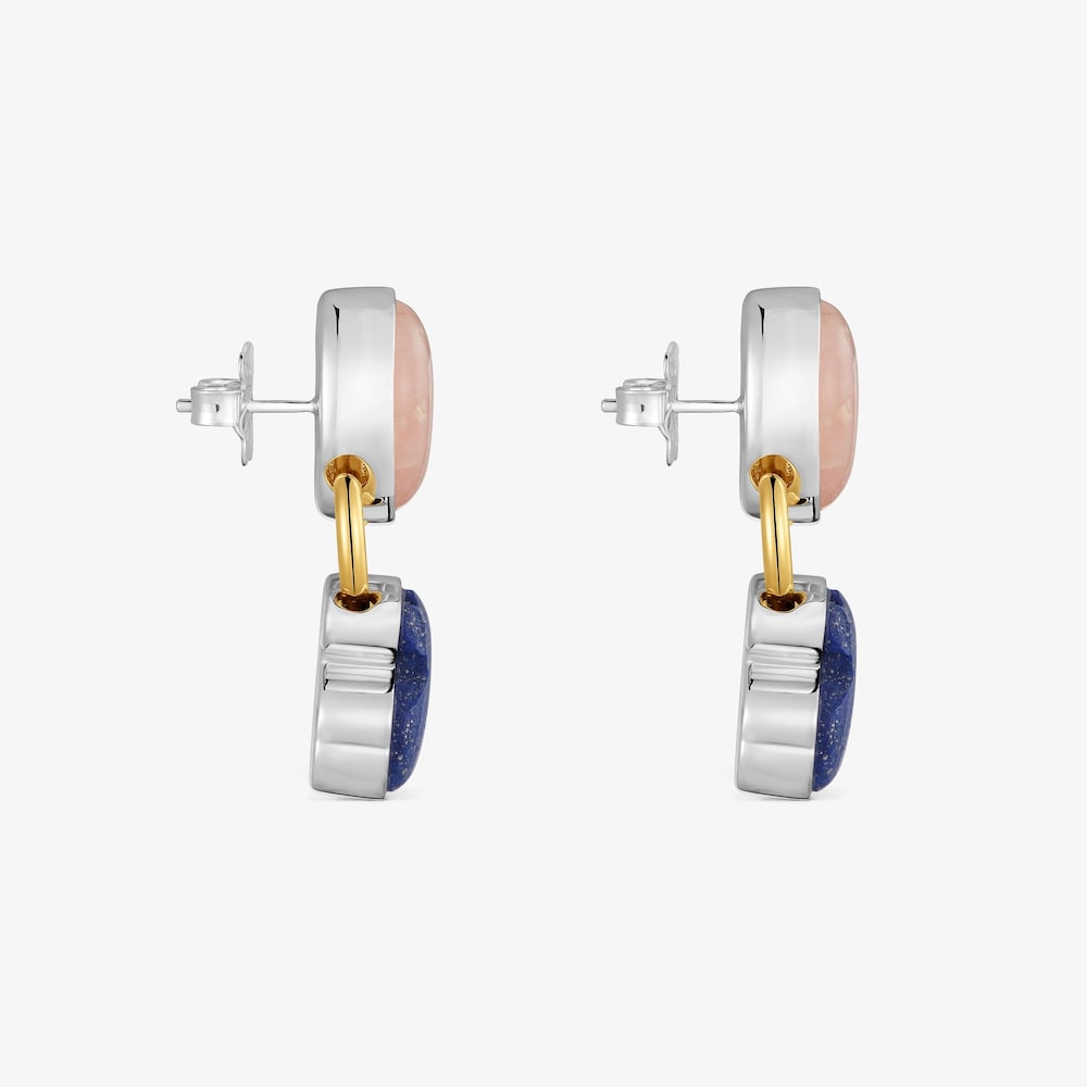 Boucles d&rsquo;oreilles ourson bicolores avec pierres pr&eacute;cieuses TOUS Gem Power