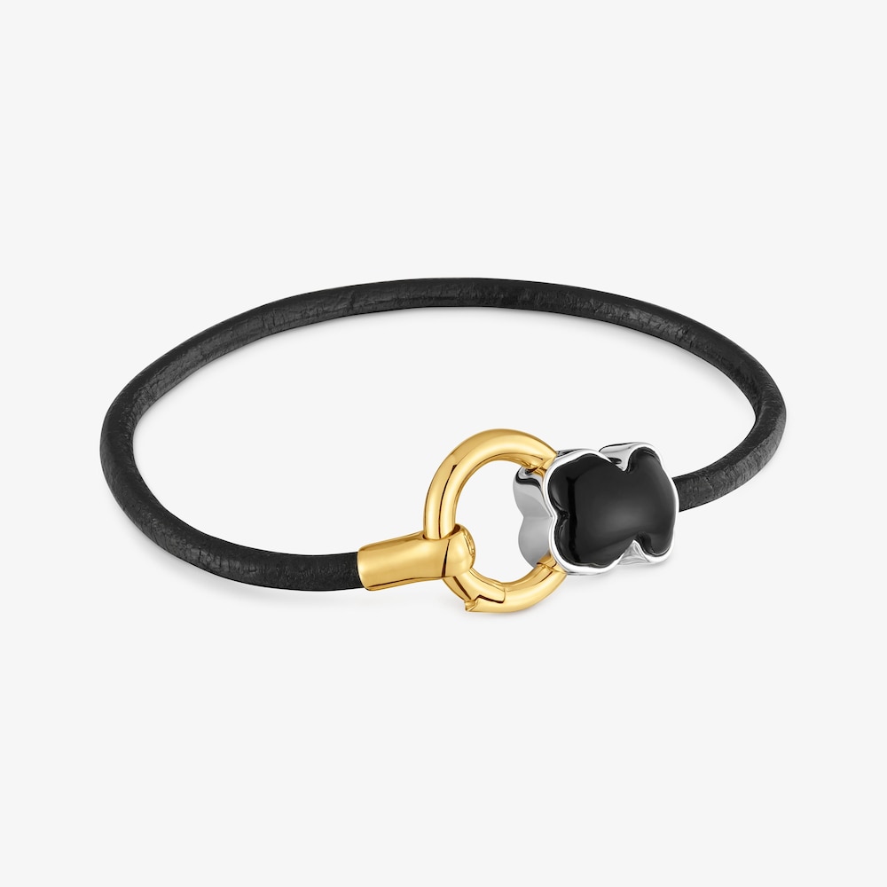 Pulsera bicolor con &oacute;nix y cord&oacute;n de piel TOUS Gem Power