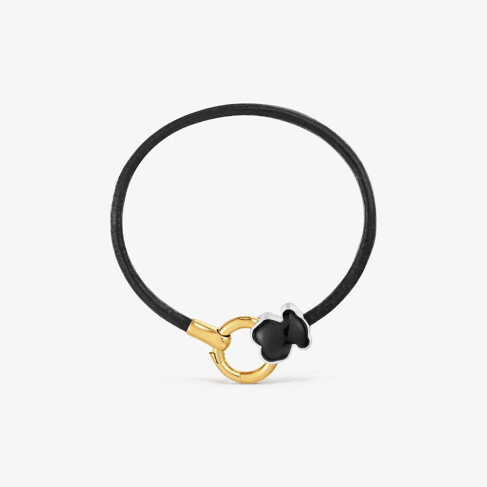 Pulsera bicolor con &oacute;nix y cord&oacute;n de piel TOUS Gem Power