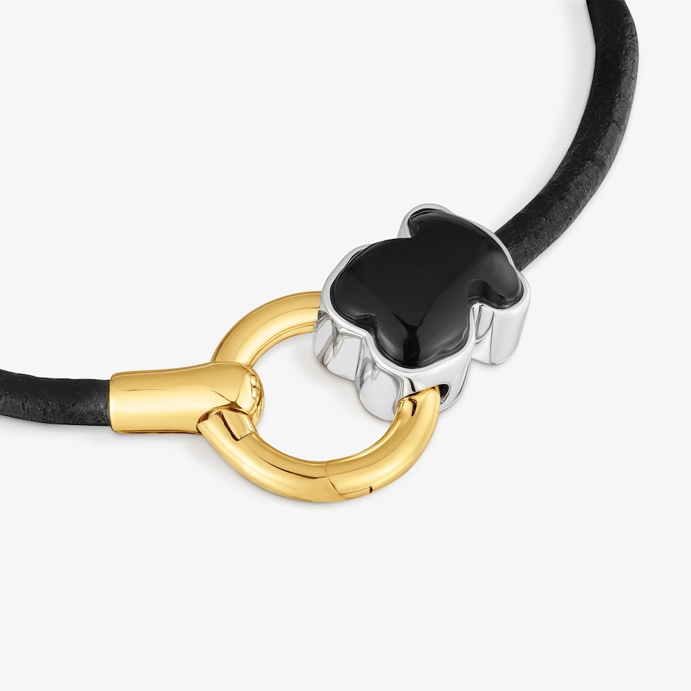 Pulsera bicolor con &oacute;nix y cord&oacute;n de piel TOUS Gem Power