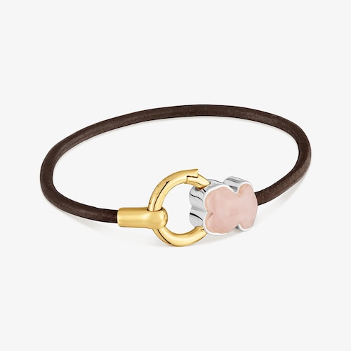 Pulsera bicolor con cuarzo y cord&oacute;n de piel TOUS Gem Power