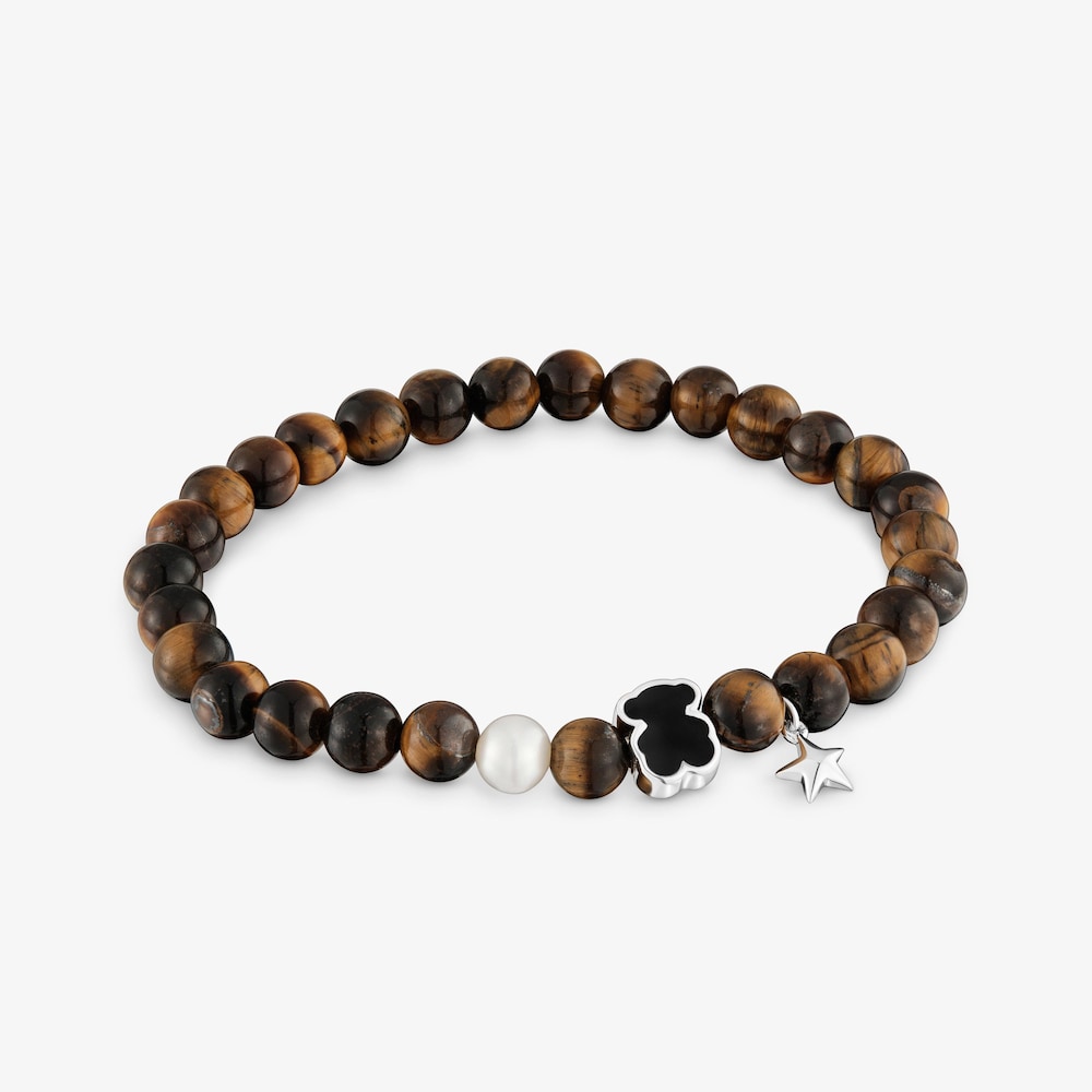 Pulsera el&aacute;stica oso con ojo de tigre TOUS Eureka