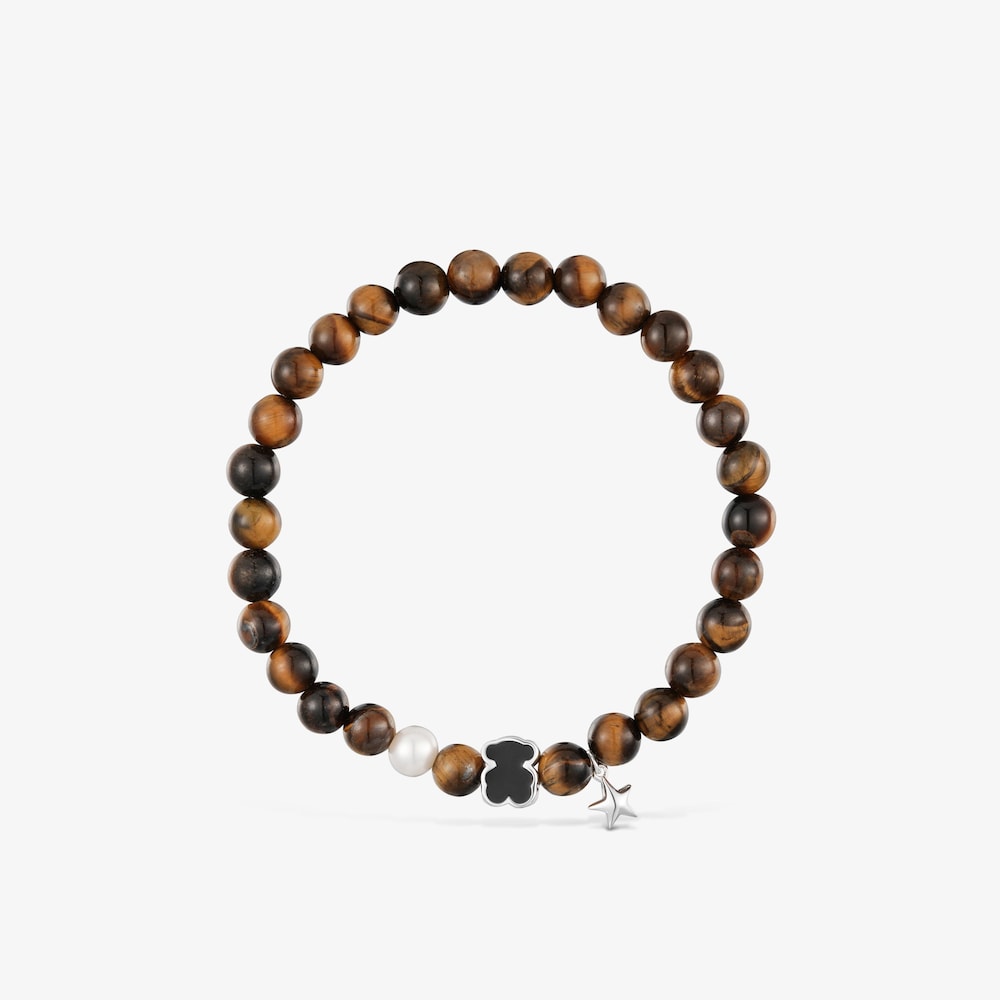 Pulsera el&aacute;stica oso con ojo de tigre TOUS Eureka