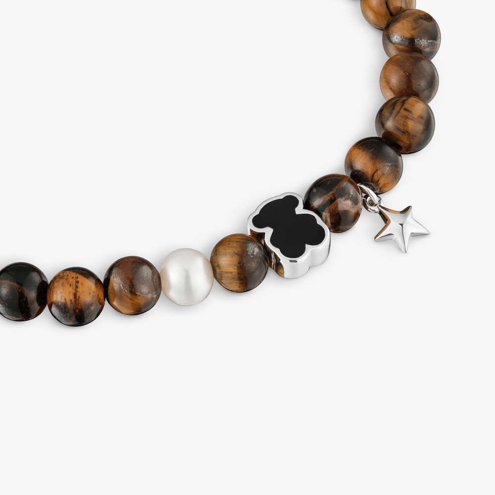 Pulsera el&aacute;stica oso con ojo de tigre TOUS Eureka