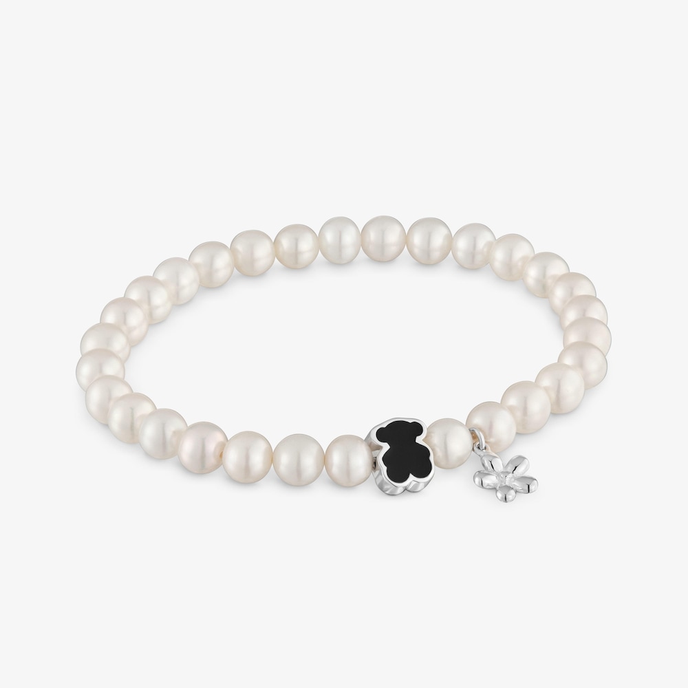 Pulsera el&aacute;stica oso con perlas cultivadas TOUS Eureka