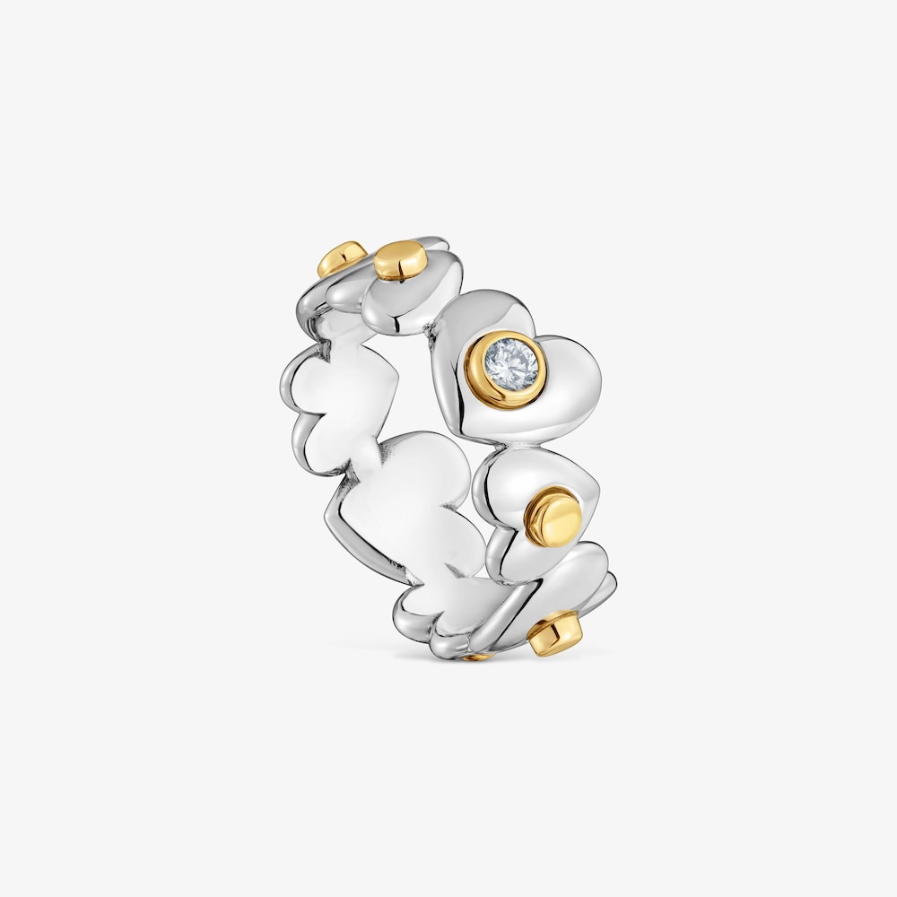 Anillo con ba&ntilde;o de oro 18 kt sobre plata y diamantes creados en laboratorio TOUS Puffy LGD
