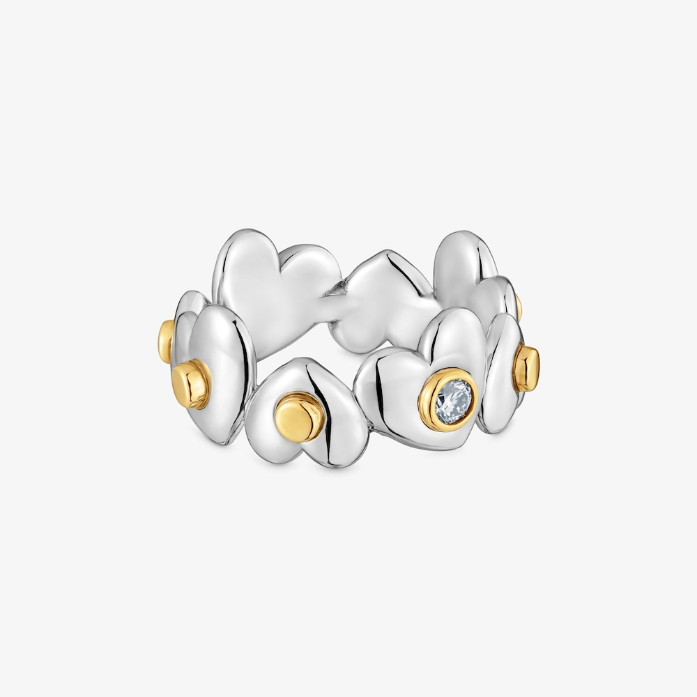 Anillo con ba&ntilde;o de oro 18 kt sobre plata y diamantes creados en laboratorio TOUS Puffy LGD