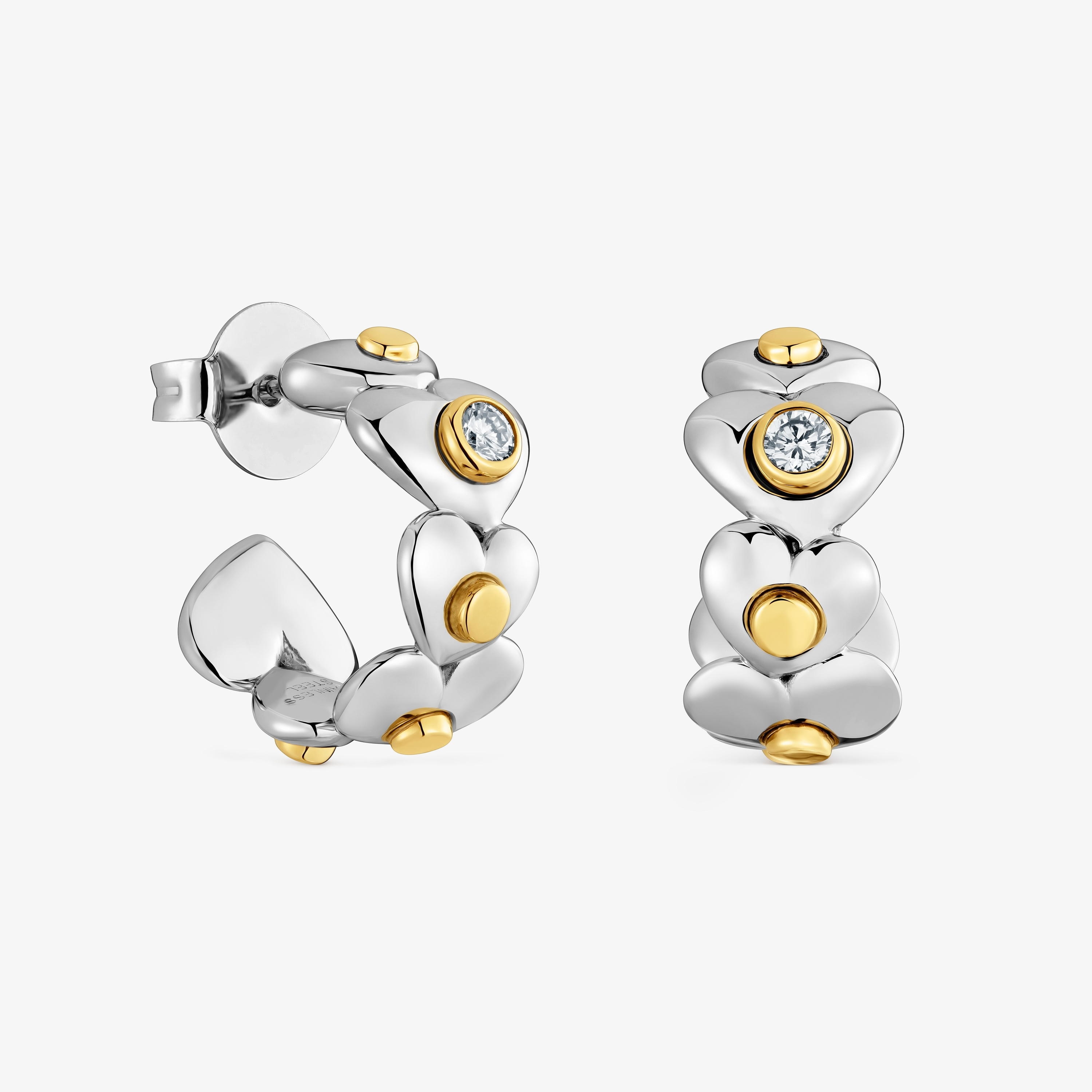 Hoop earrings with 18kt gold vermeil and lab-grown diamonds TOUS Puffy LGD