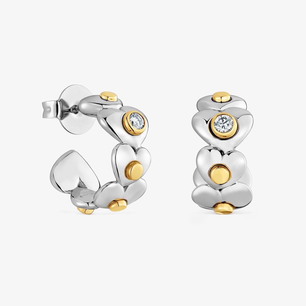 Pendientes aro con ba&ntilde;o de oro 18 kt sobre plata y diamantes creados en laboratorio TOUS Puffy LGD