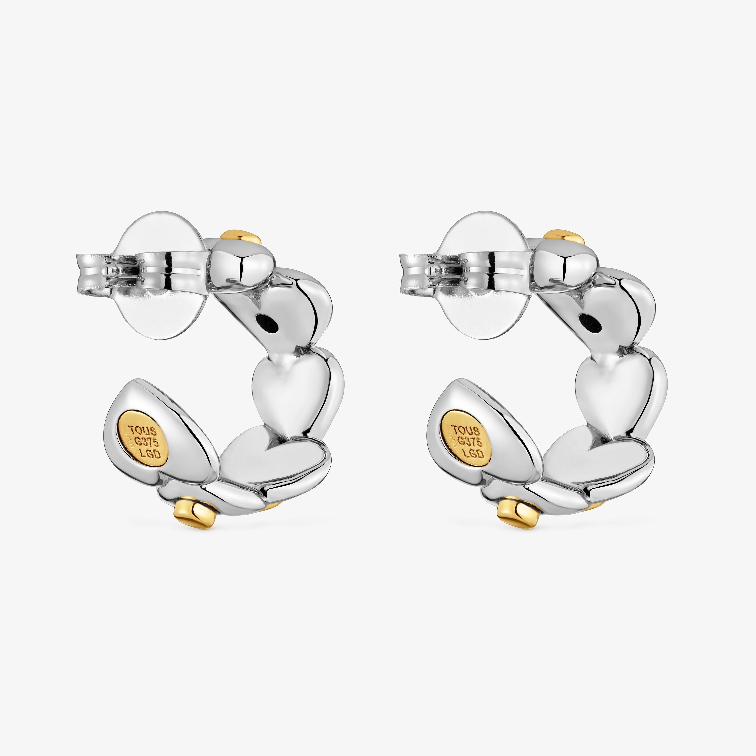 Hoop earrings with 18kt gold vermeil and lab-grown diamonds TOUS Puffy LGD