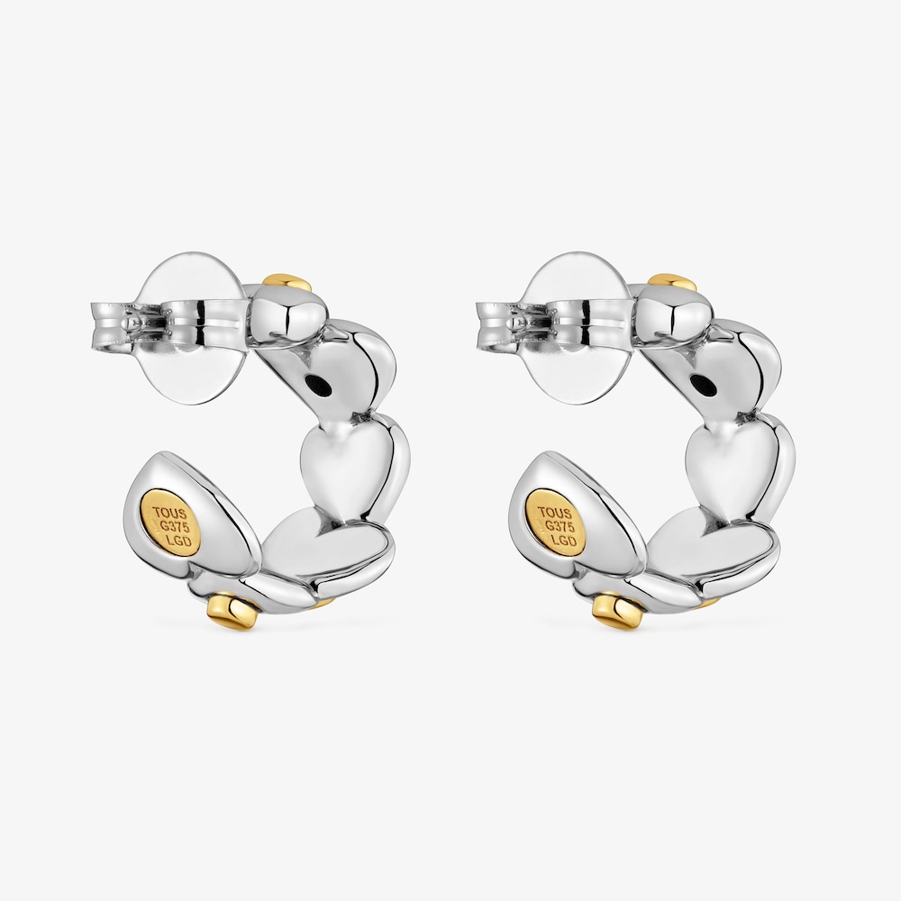 Pendientes aro con ba&ntilde;o de oro 18 kt sobre plata y diamantes creados en laboratorio TOUS Puffy LGD