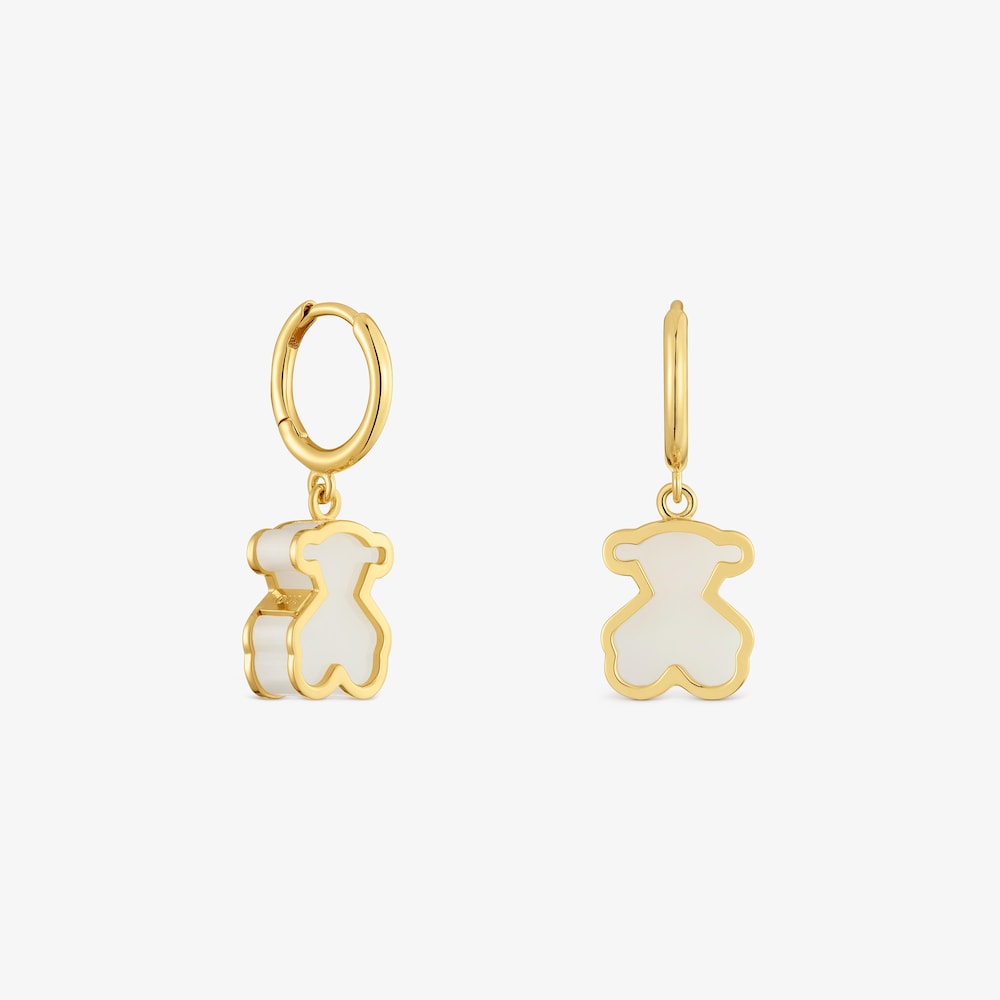 Boucles d&rsquo;oreilles anneaux argent plaqu&eacute; or 18&nbsp;ct et m&eacute;thacrylate clair TOUS Galaxy