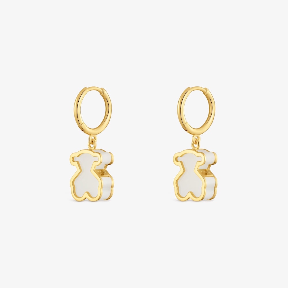Boucles d&rsquo;oreilles anneaux argent plaqu&eacute; or 18&nbsp;ct et m&eacute;thacrylate clair TOUS Galaxy