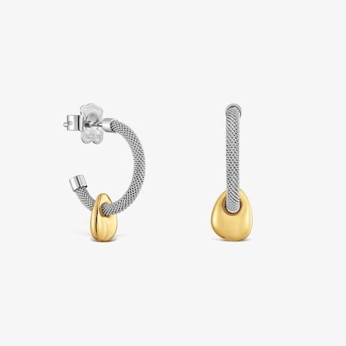 Pendientes aro de acero y motivo oro 9 kt TOUS Cool Stones