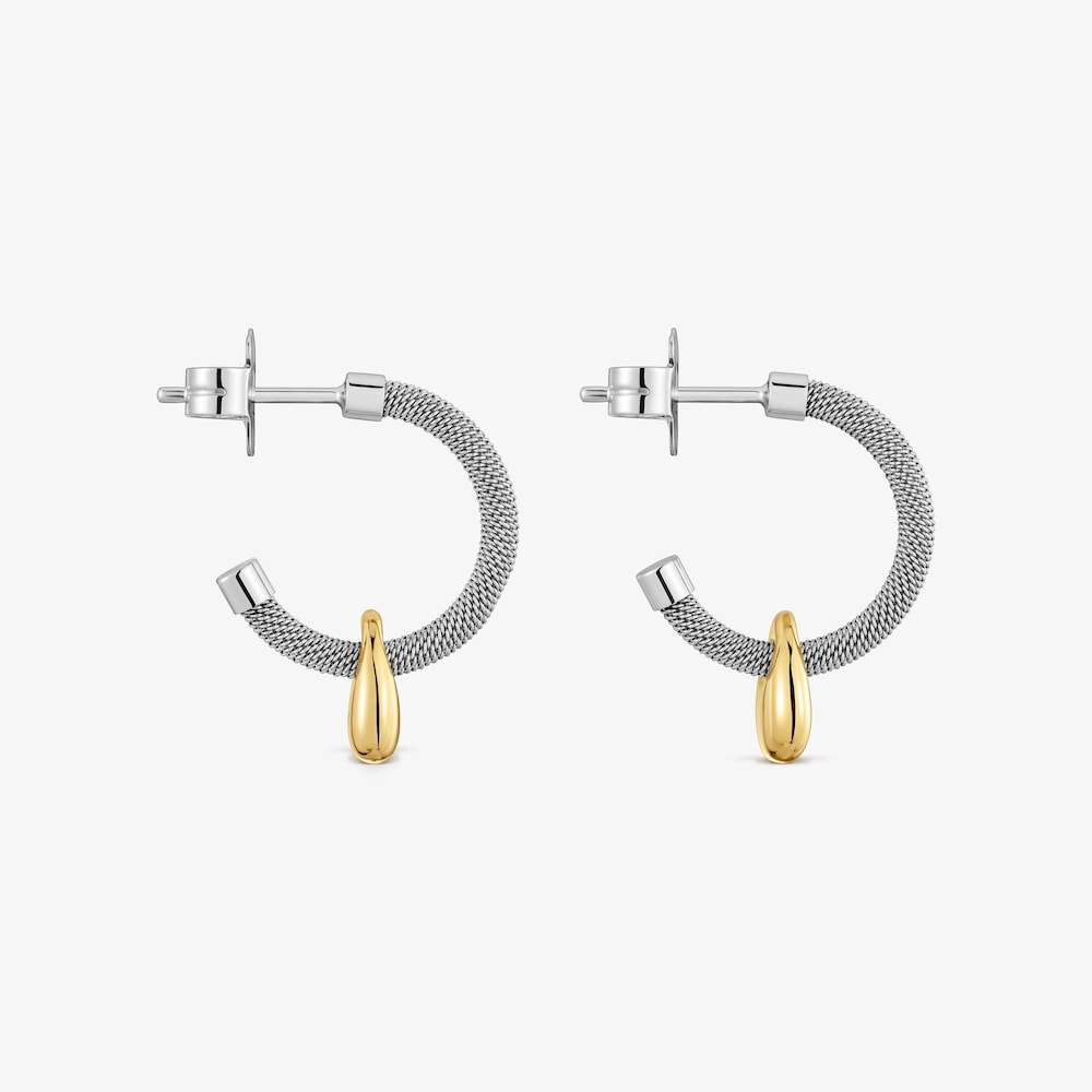 Pendientes aro de acero y motivo oro 9 kt TOUS Cool Stones