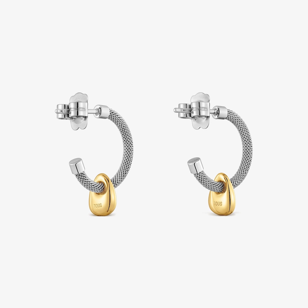 Pendientes aro de acero y motivo oro 9 kt TOUS Cool Stones