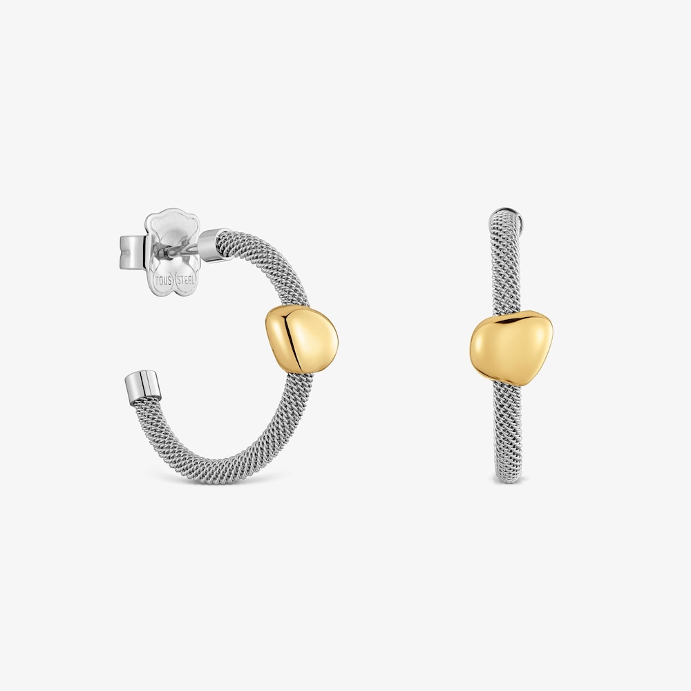 Pendientes aro de acero y oro 9 kt TOUS Cool Stones