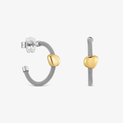 Pendientes aro de acero y oro 9 kt TOUS Cool Stones