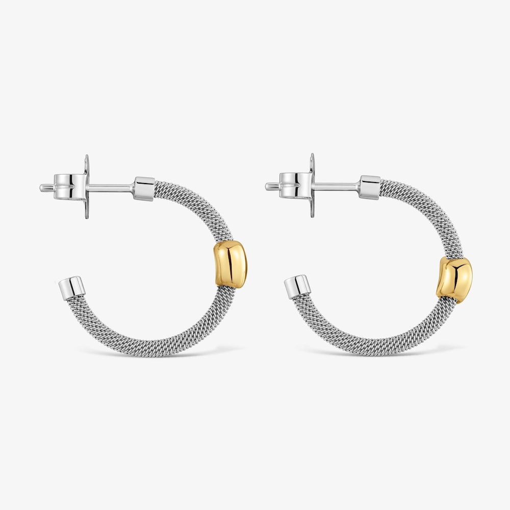 Pendientes aro de acero y oro 9 kt TOUS Cool Stones