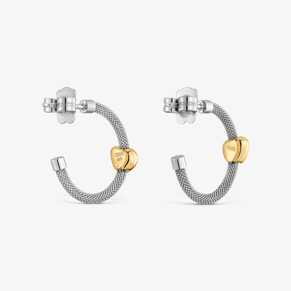 Pendientes aro de acero y oro 9 kt TOUS Cool Stones