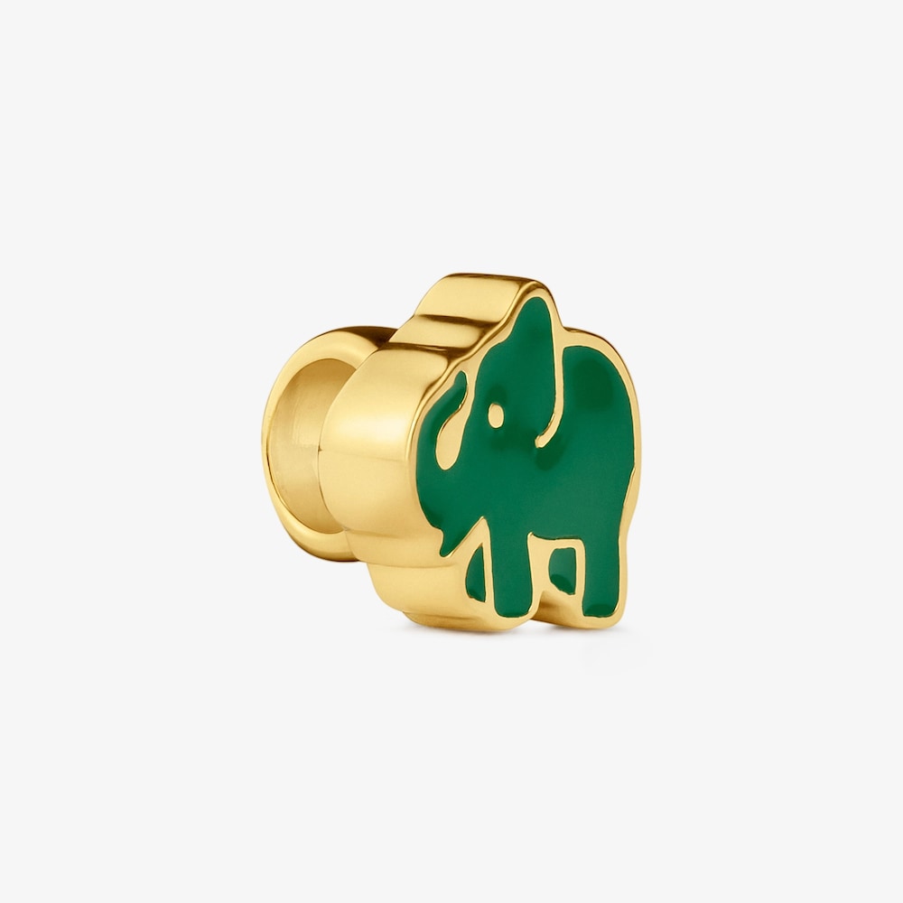 Charm elefante verde in argento placcato oro TOUS Universe 