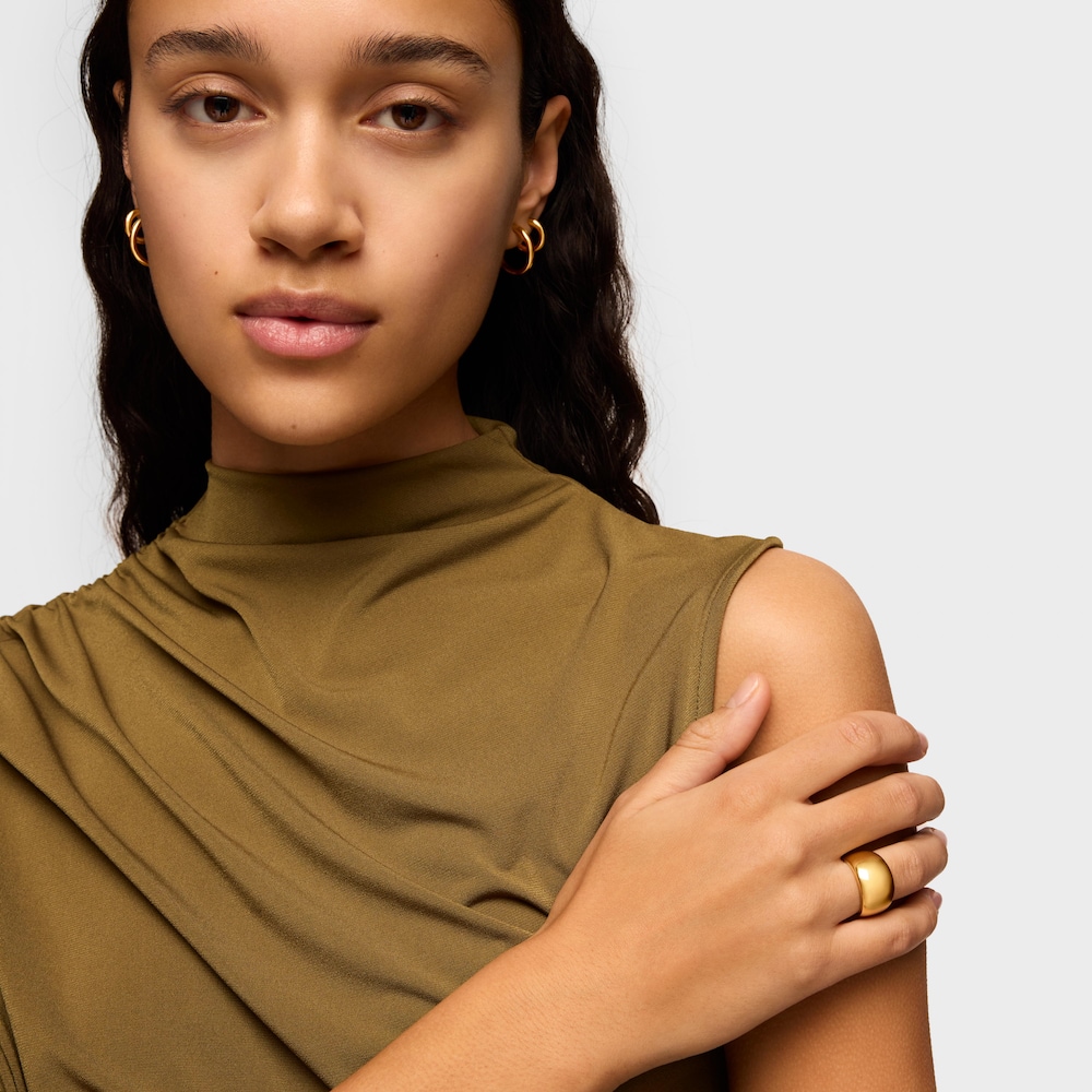 Anillo abombado con ba&ntilde;o de oro 18 kt sobre plata TOUS Basics