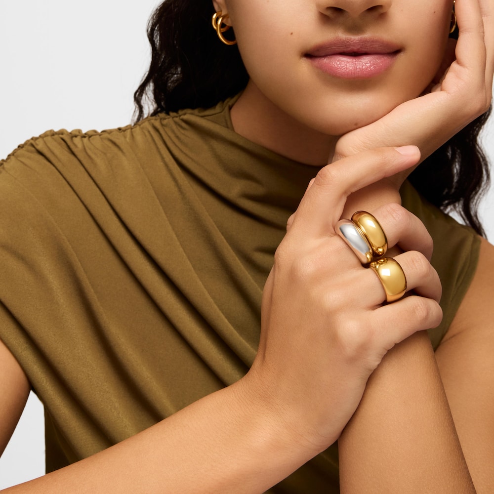 Anillo abombado con ba&ntilde;o de oro 18 kt sobre plata TOUS Basics