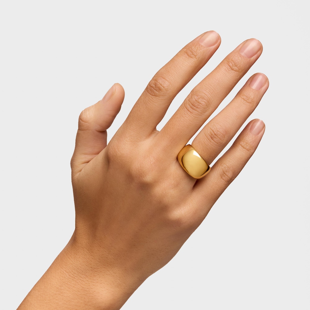 Anillo abombado con ba&ntilde;o de oro 18 kt sobre plata TOUS Basics