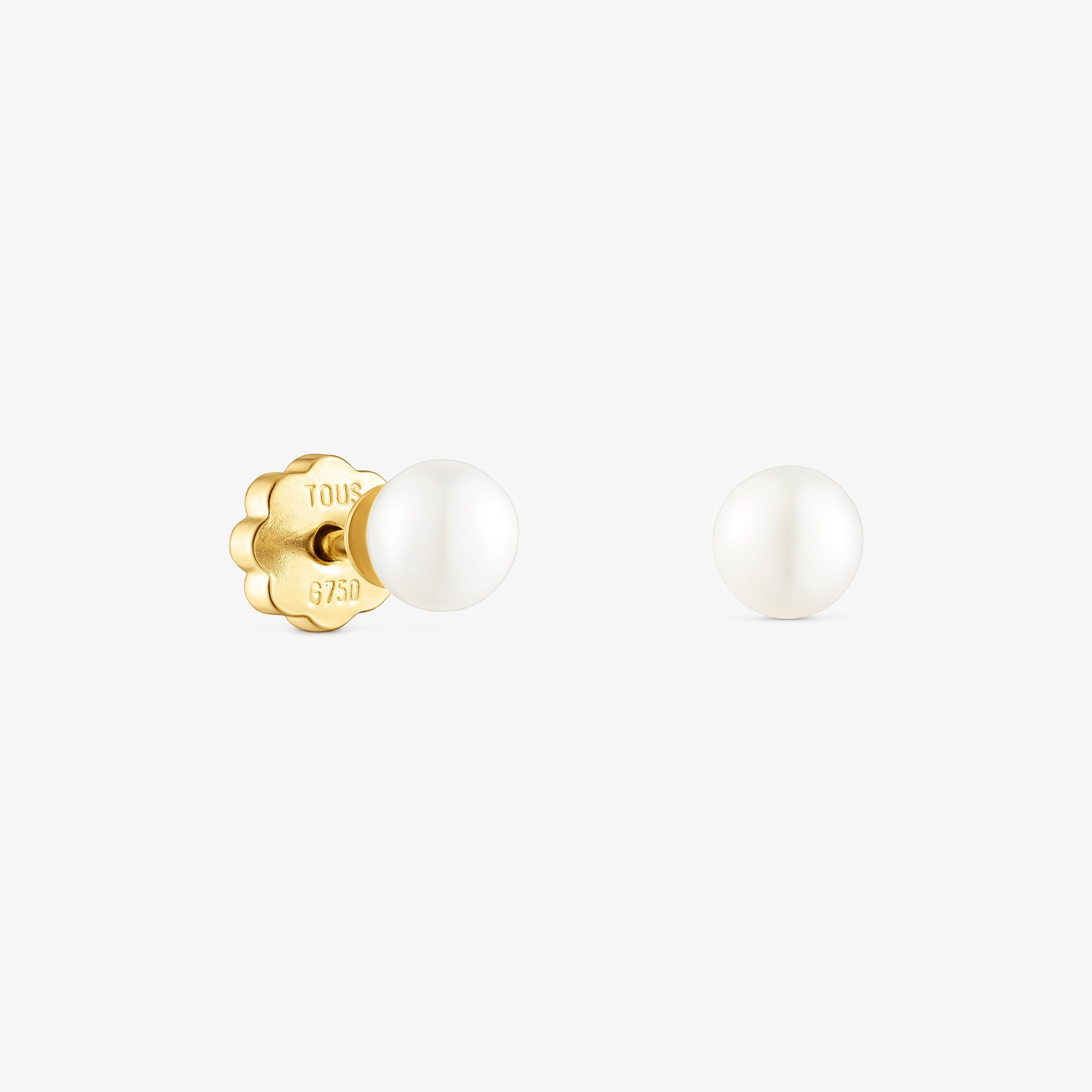 18K solid gold Baby TOUS earrings with pearls