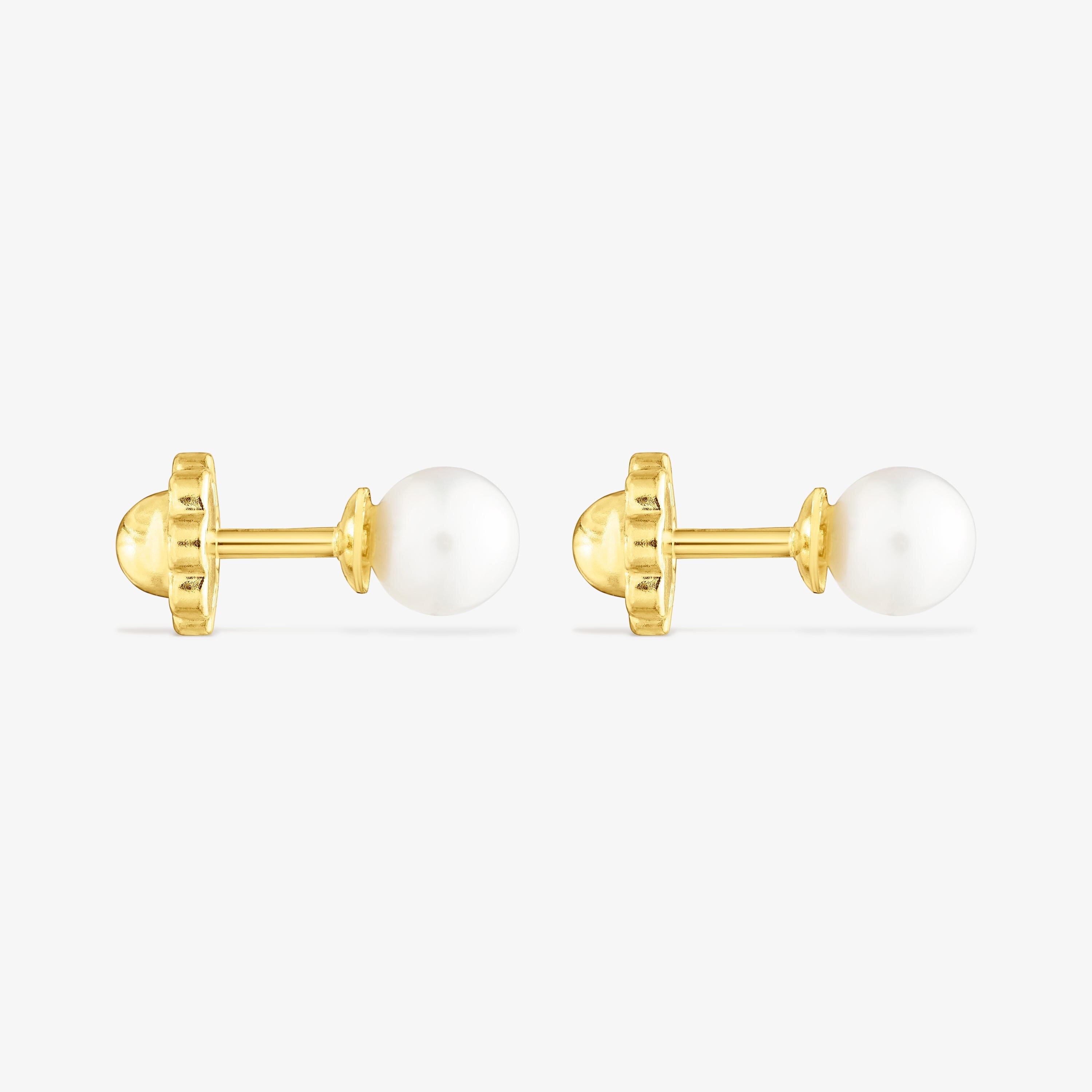18K solid gold Baby TOUS earrings with pearls