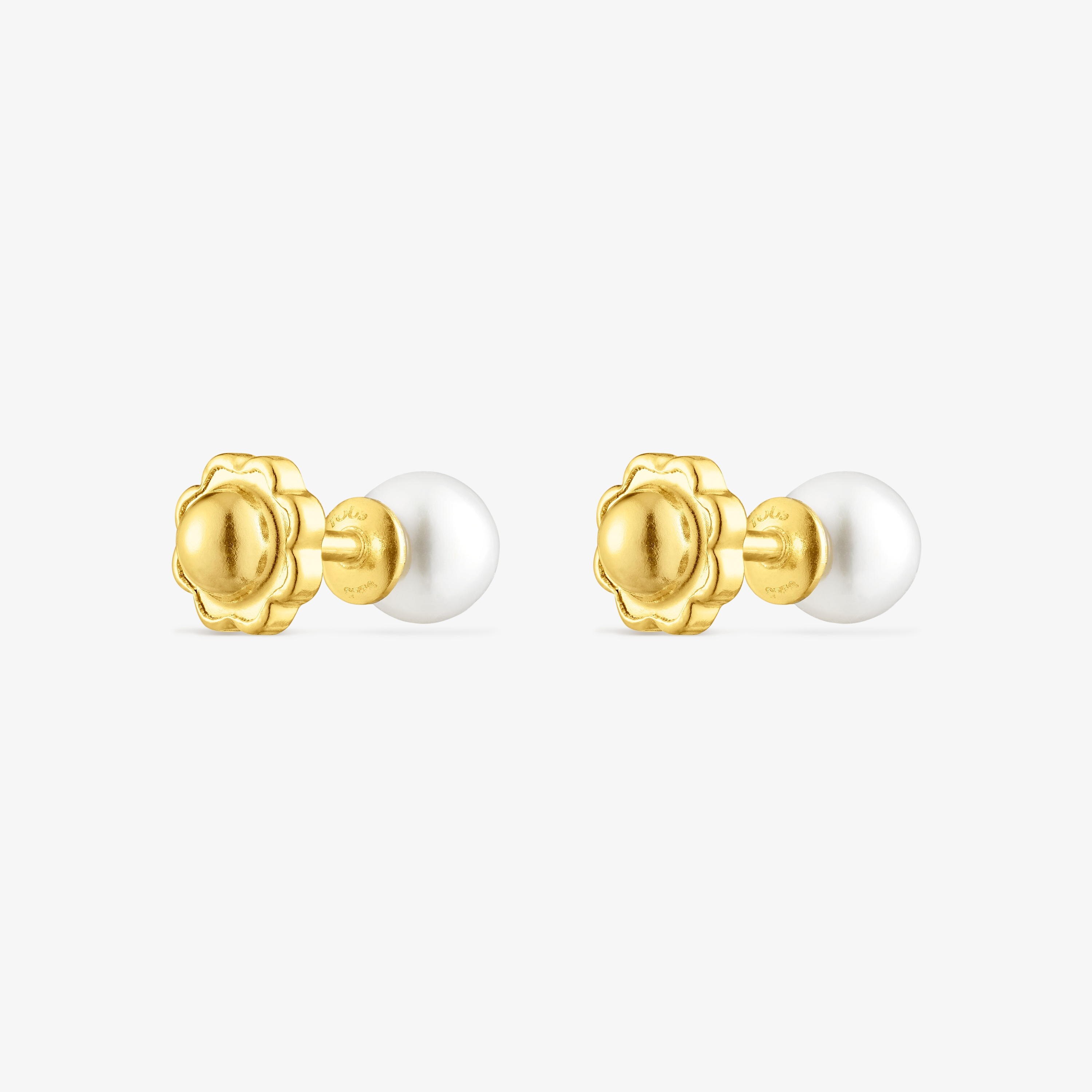 18K solid gold Baby TOUS earrings with pearls