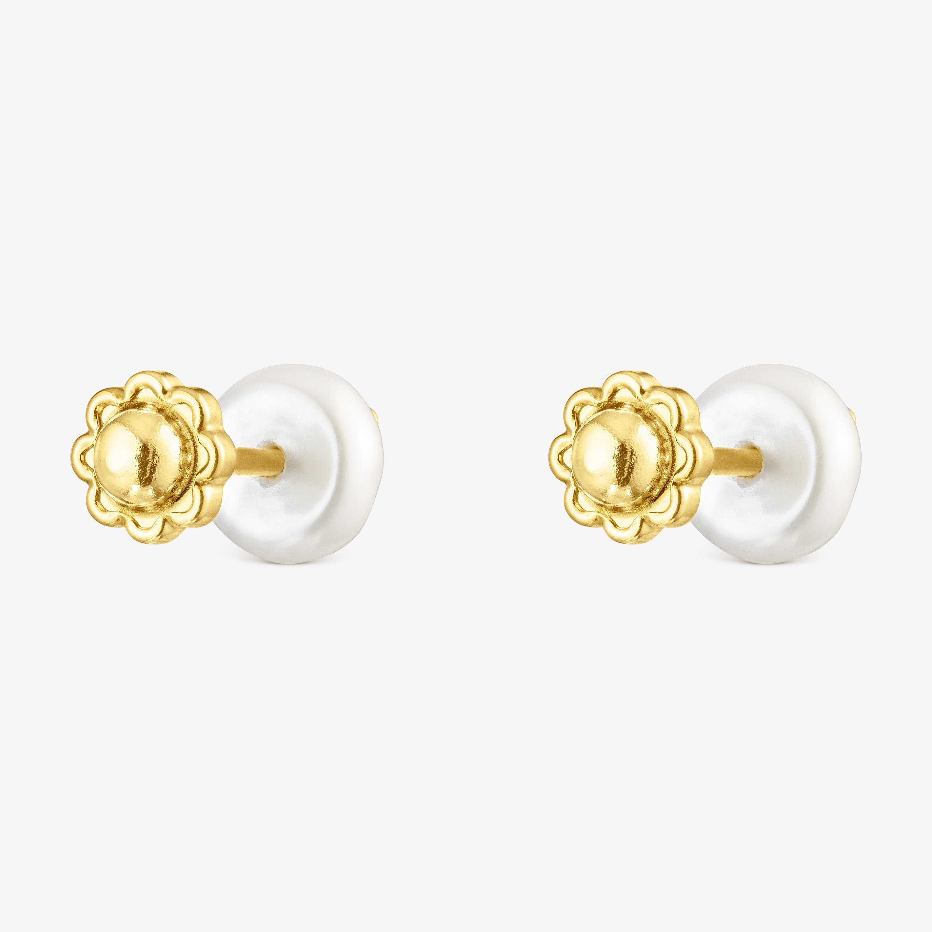 18K solid gold TOUS Bear Earrings with Pearls