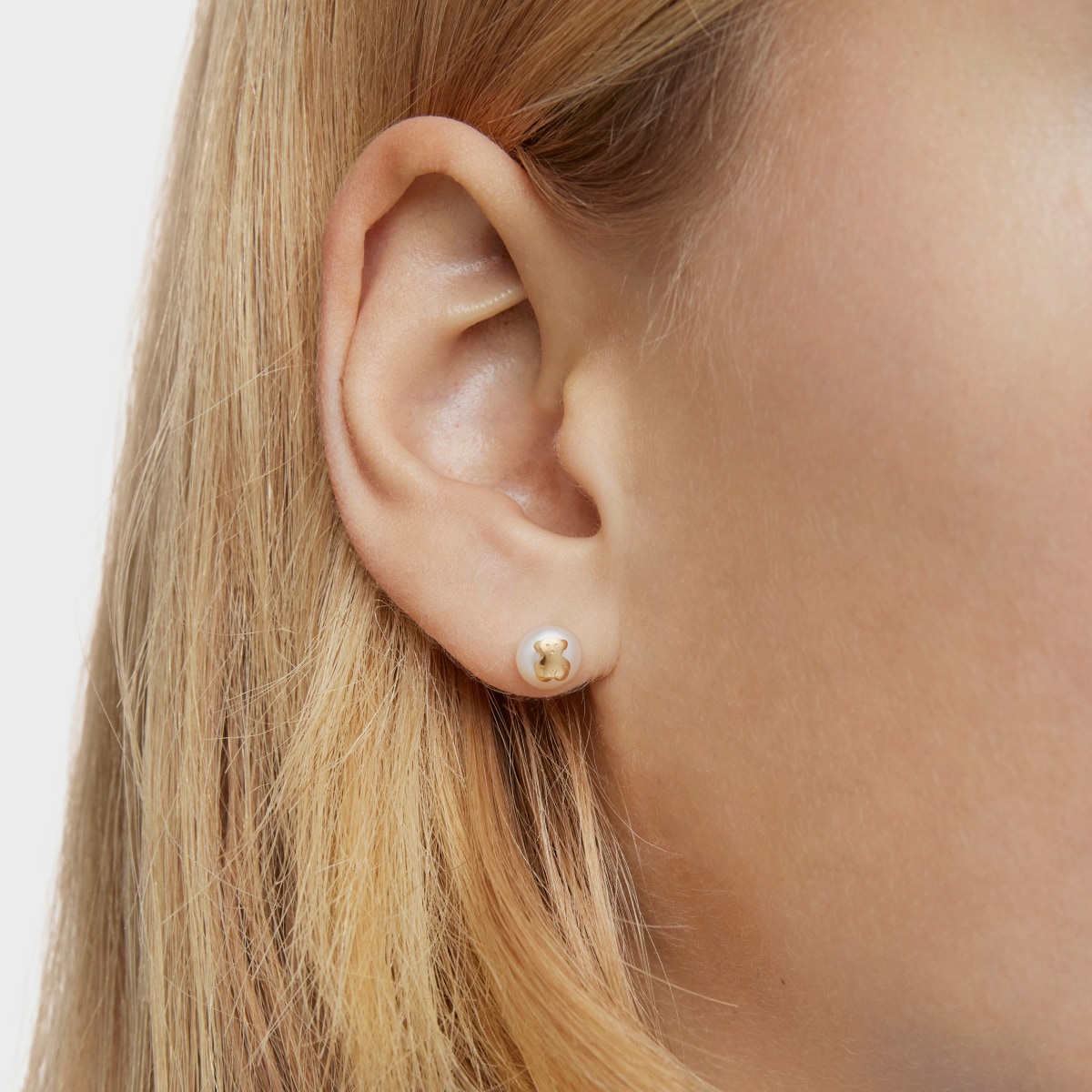 Gold TOUS Bear Earrings with Pearls