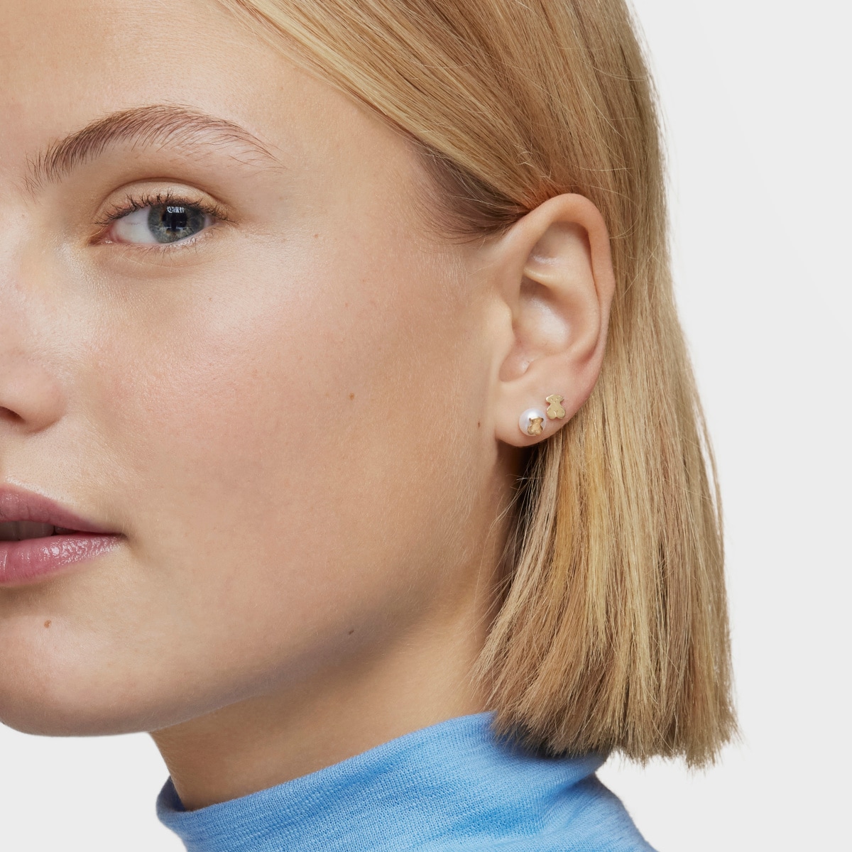 Gold TOUS Bear Earrings with Pearls