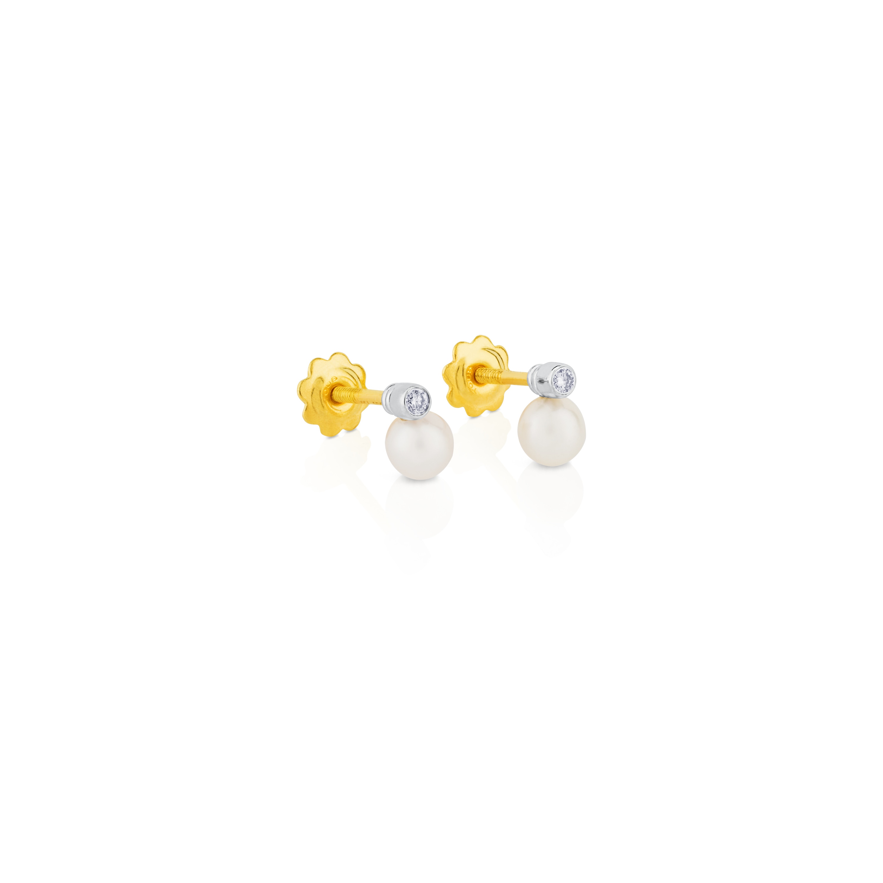 White gold Basics Earrings with diamonds and cultured pearls