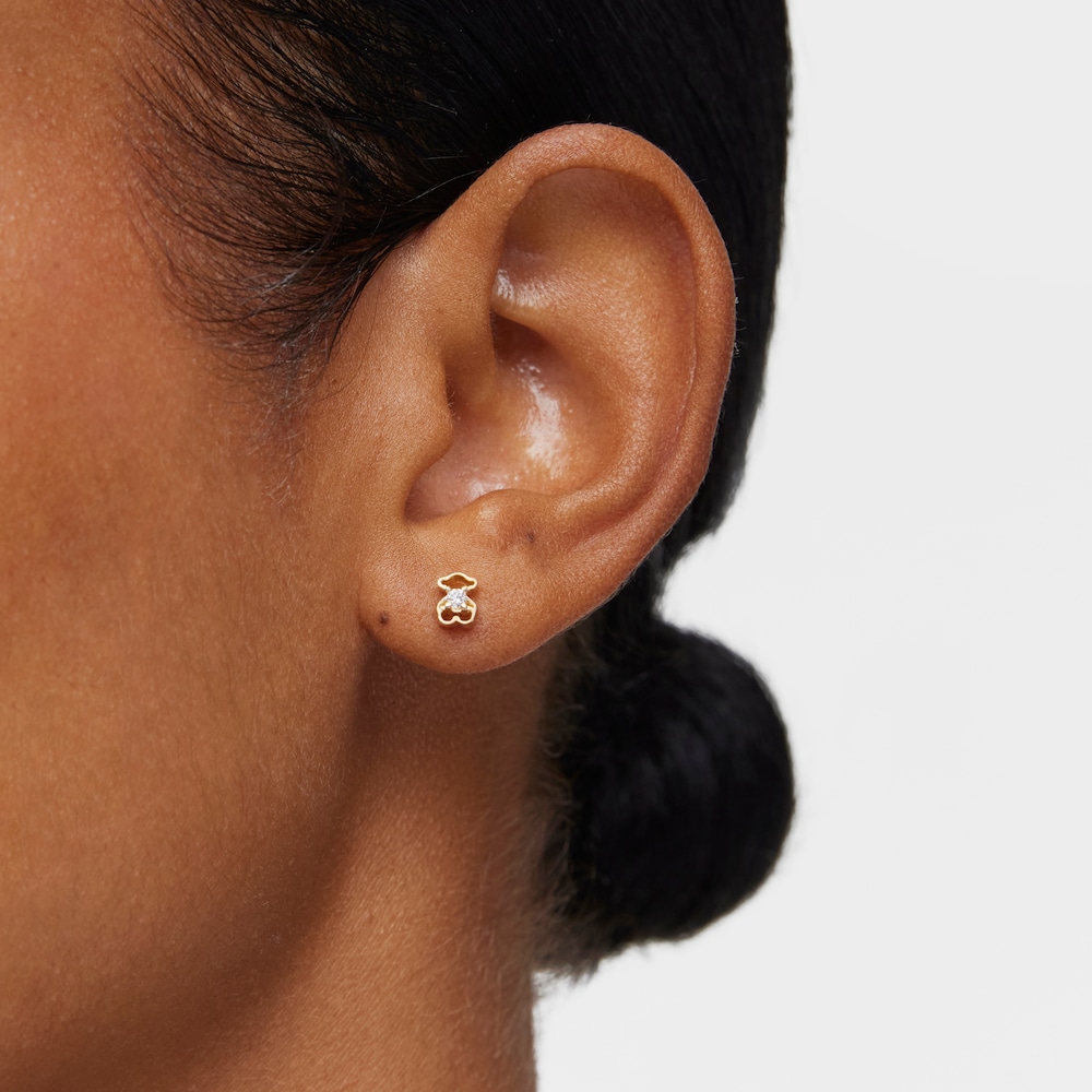 Złote kolczyki Tous Bear z diamentami