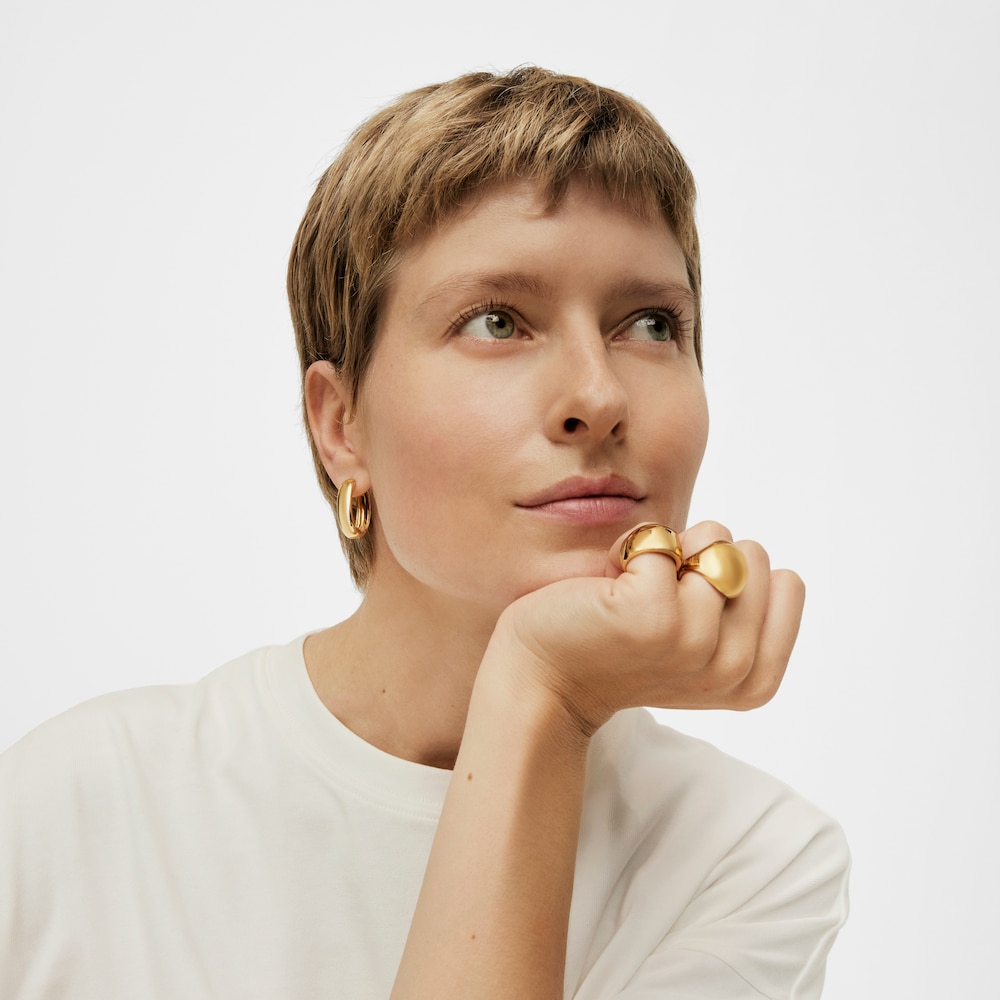 Oval 18K gold vermeil TOUS Basics Earrings
