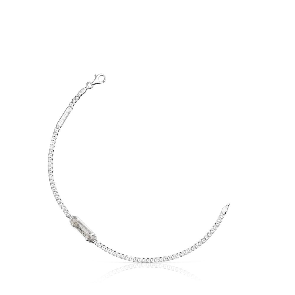 Silver TOUS Papa Bracelet with Tourmalinated quartz