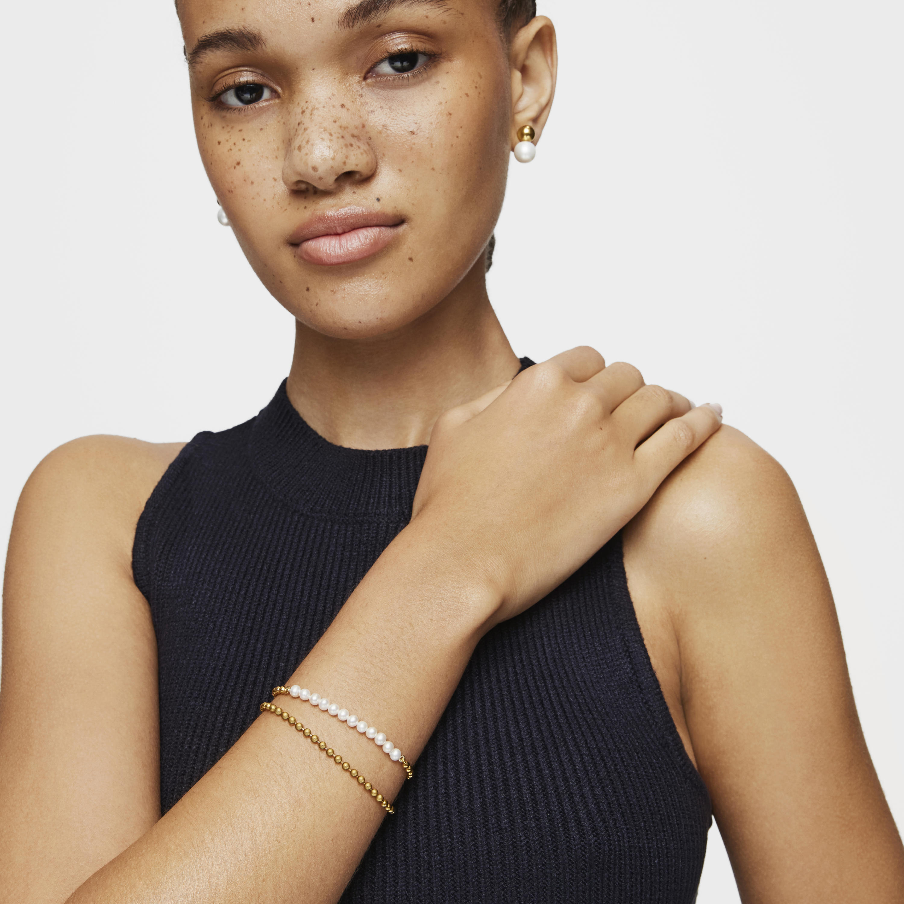 Silver Vermeil Gloss Bracelet with Pearls