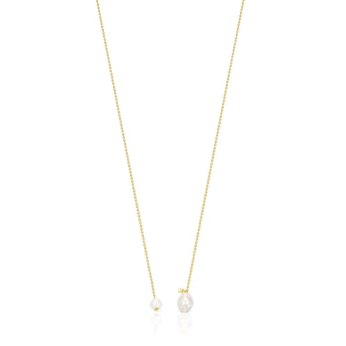 Silver Vermeil Gloss open Necklace with Pearls