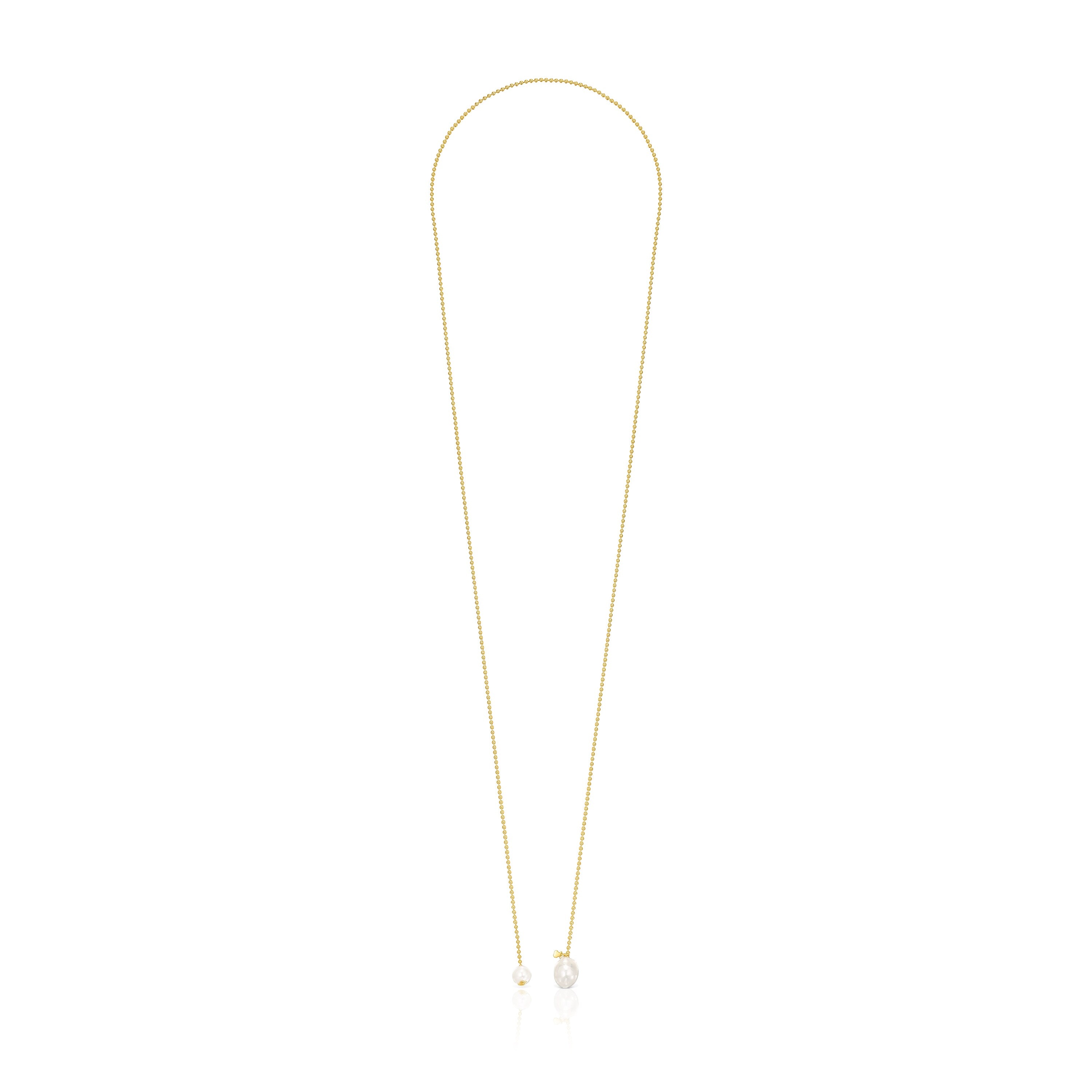 Silver Vermeil Gloss open Necklace with Pearls