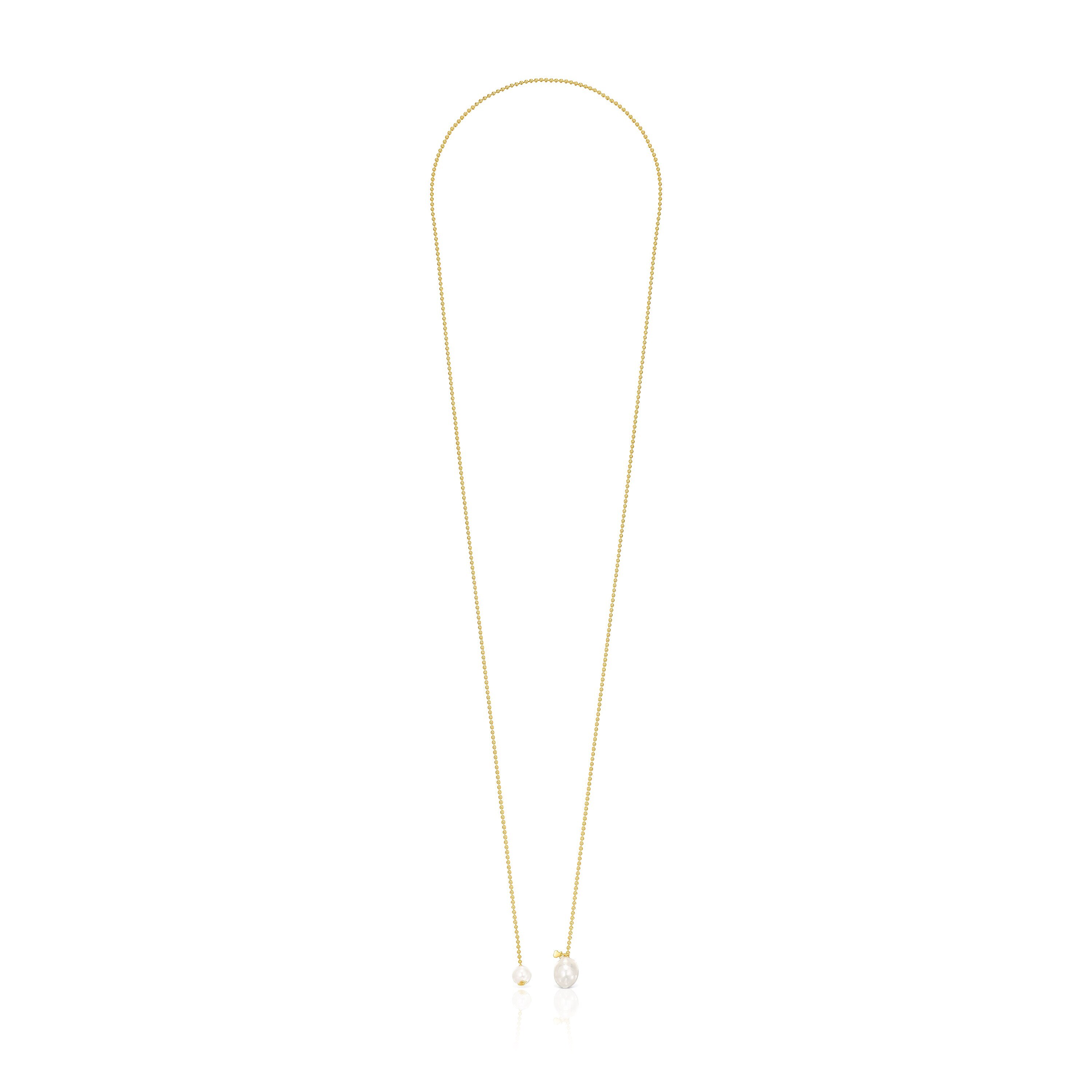 Silver Vermeil Gloss open Necklace with Pearls