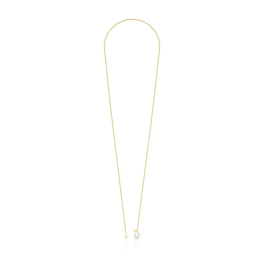 Silver Vermeil Gloss open Necklace with Pearls