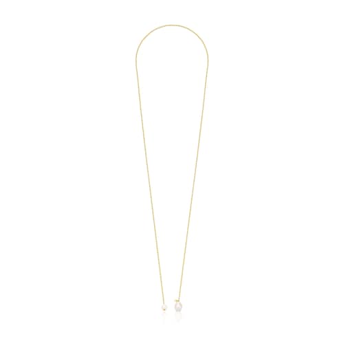 Silver Vermeil Gloss open Necklace with Pearls
