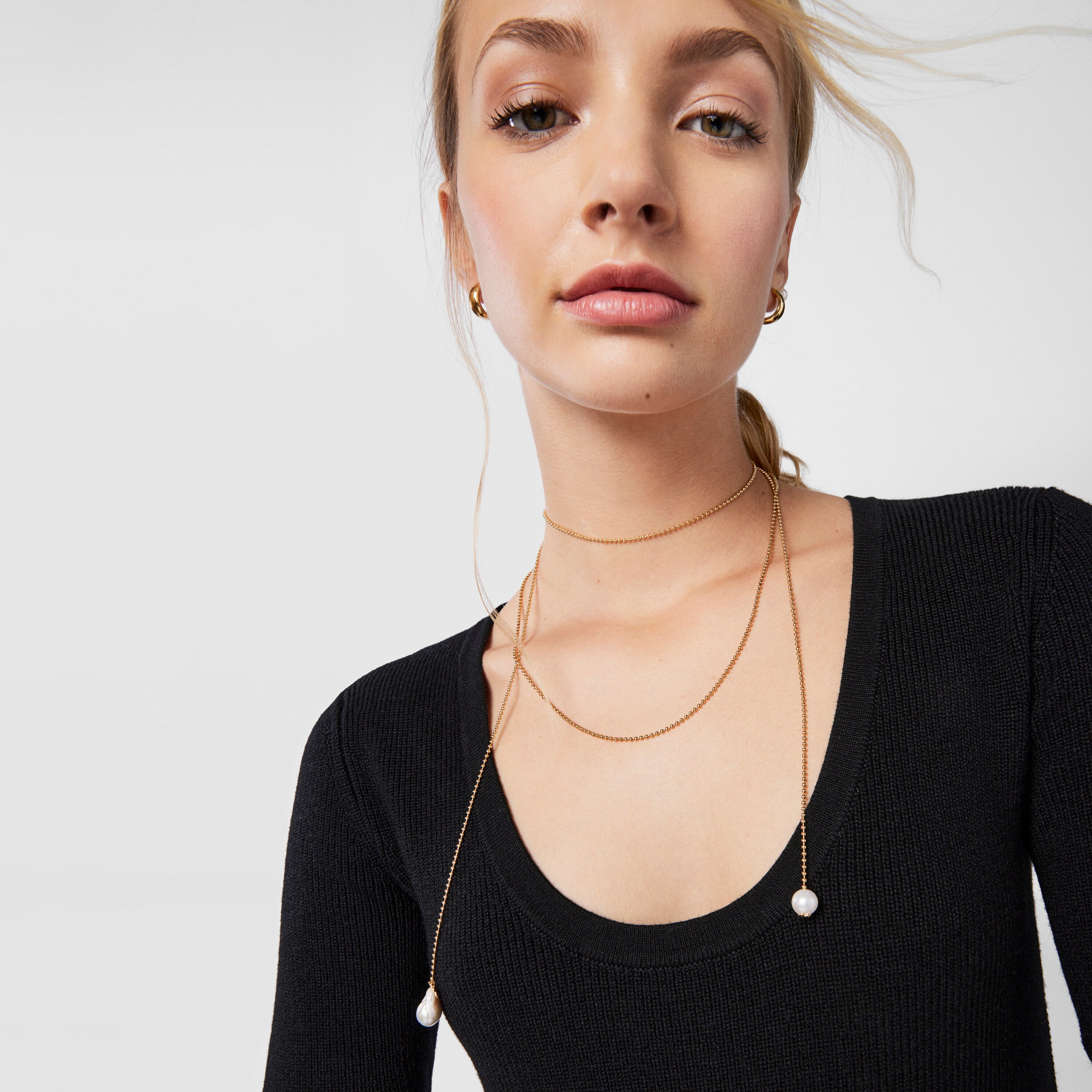 Silver Vermeil Gloss open Necklace with Pearls